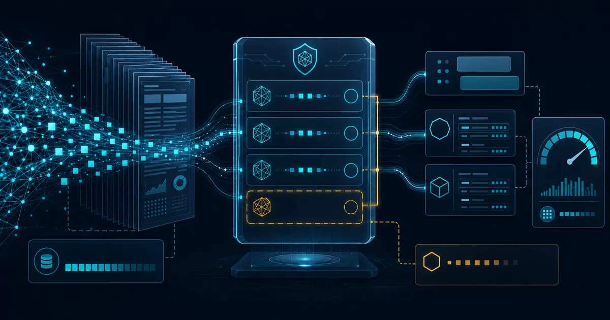 Technical diagram of a GLM-5.2 token stream reaching an API contract gate with three accepted teal model slots and one empty amber slot before message, tool, and token-meter panels